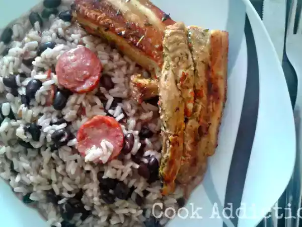 Receita Entremeada grelhada com arroz de feijão preto