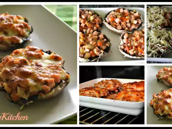 Receita Cogumelos portobello com fiambre, tomate e mozzarella