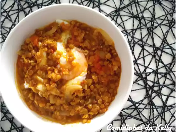 Receita Lentilhas com ovos escalfados