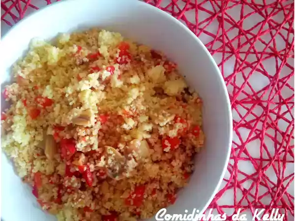 Receita Couscous de cogumelos e pimentos