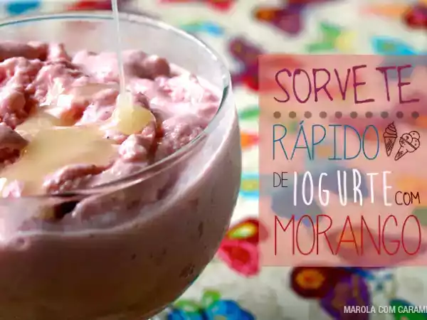 Receita Sorvete de iogurte com morango