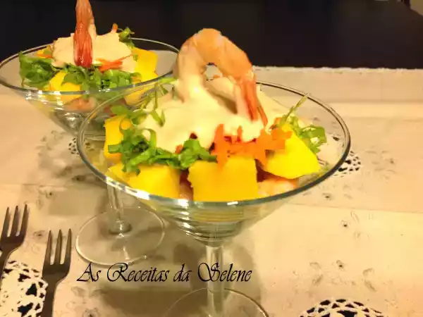 Receita Salada de camarão com manga