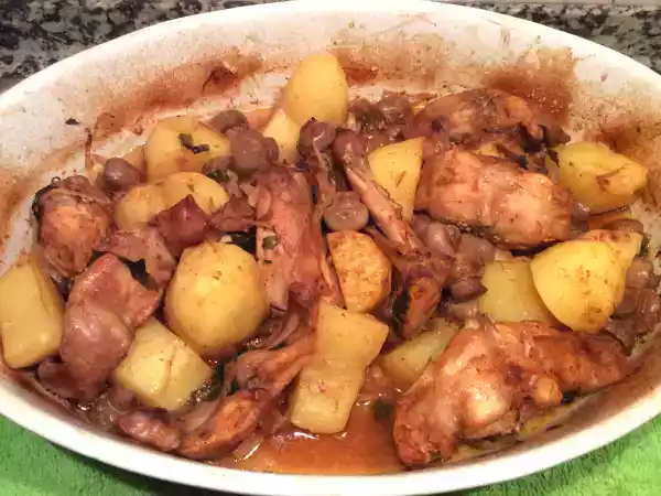 Receita Coelho no forno com cogumelos