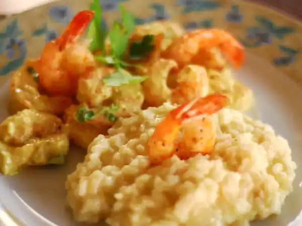 Receita Camarão tailandês com coentro e risoto de côco
