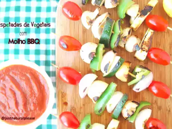 Receita Espetadas de vegetais com molho bbq (sem gordura adicionada)