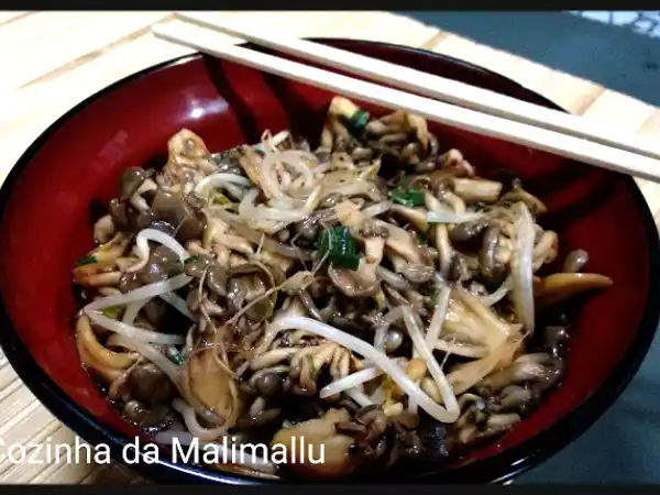 Receita Shimeji com broto de feijão