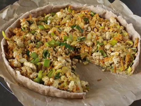 Receita Tarte de tofu, alho-francês e cenoura