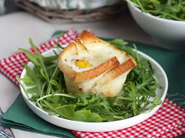 Receita Croc'muffin de queijo, fiambre e ovo