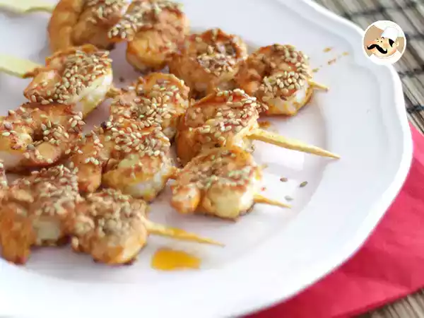 Receita Espetadas de camarão com sésamo / gergelim