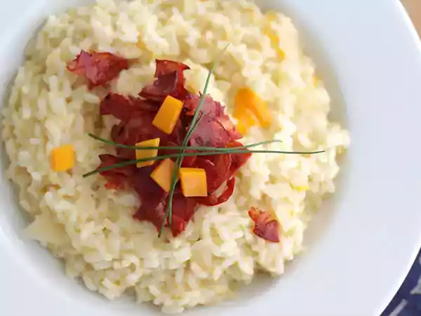 Receita Risoto de queijo e chouriço