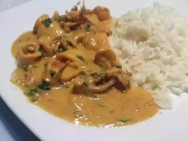 Receita Caril de lulas sabor asiático