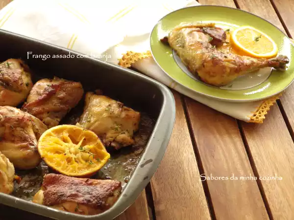 Receita Frango assado com laranja