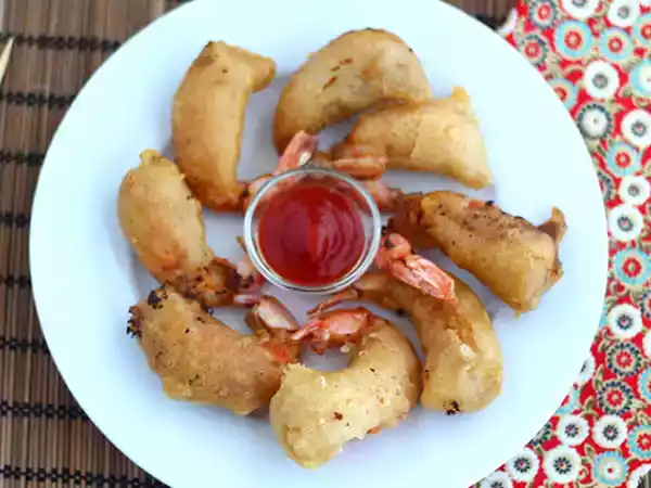 Receita Camarão empanado sabor ásia