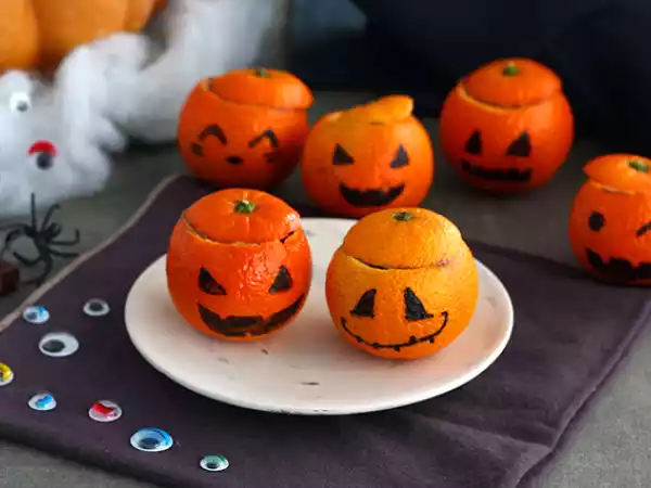 Receita Tangerina de halloween (com mousse de chocolate)