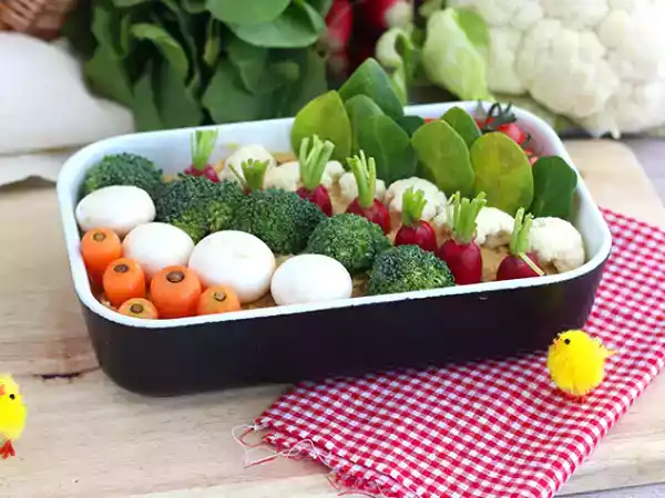 Receita Horta de legumes com homus