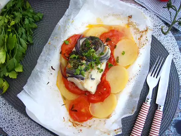 Receita Bacalhau em papelote (mais saudável)
