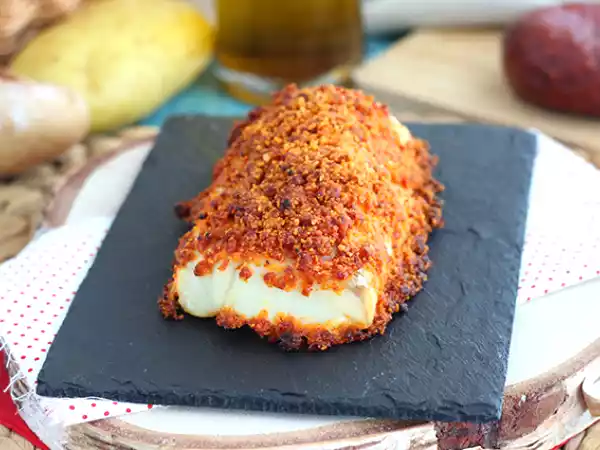 Receita Bacalhau com crosta de parmesão, chouriço e pão ralado