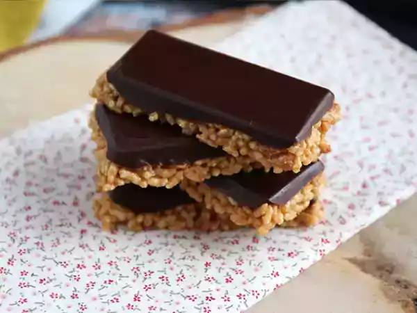 Receita Barras de cereais- arroz tufado e chocolate