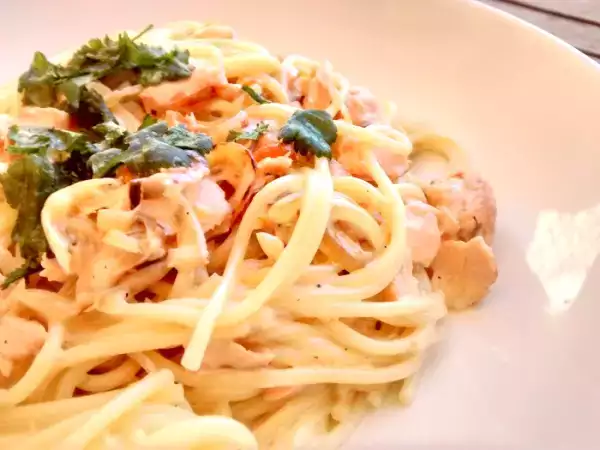 Receita Esparguete delicioso com salmão