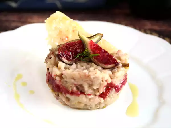 Receita Risotto de figo, gorgonzola e presunto cru