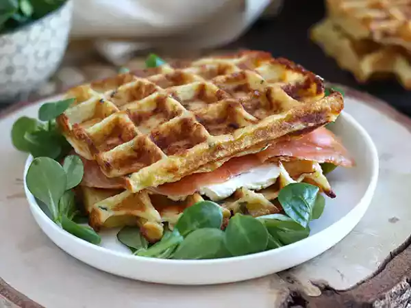 Receita Waffles de salmão e queijo creme (philadelphia)