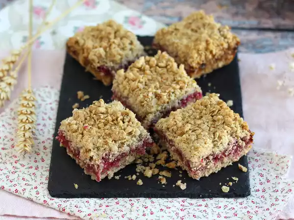 Receita Barras de crumble sabor framboesa