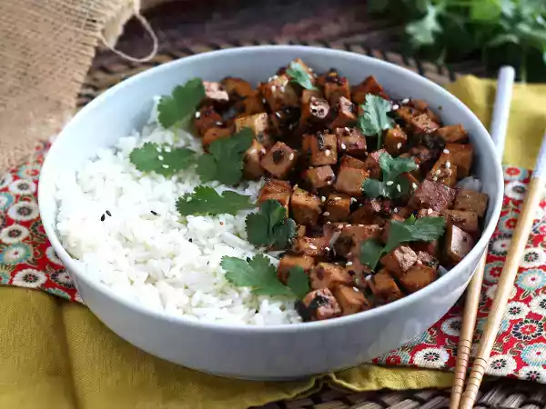 Receita Tofu marinado com molho shoyo e mostarda