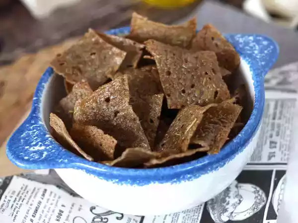 Receita Chips de crepes de sarraceno. assou, tá pronto!