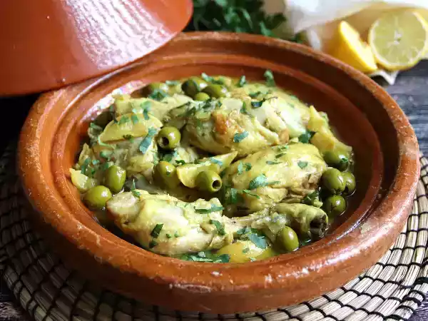 Receita Frango na panela com limão e azeitonas (tagine fácil)