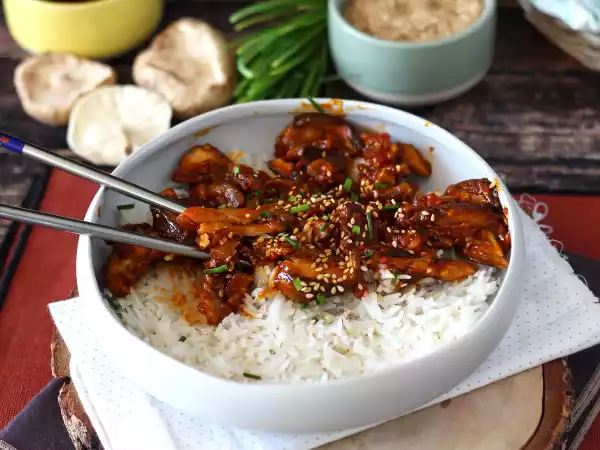 Receita Cogumelos shitake à coreana, com molho gochujang!