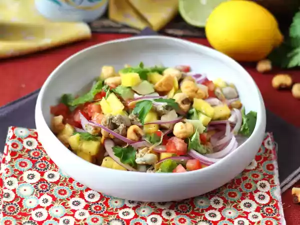 Receita Ceviche exótico com berbigão, manga e abacate