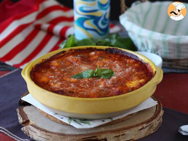 Receita Nhoque gratinado de tomate e mussarela, o famoso nhoque alla sorrentina feito no forno!