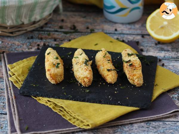 Receita Palitos de peixe empanados e assados na air fryer!