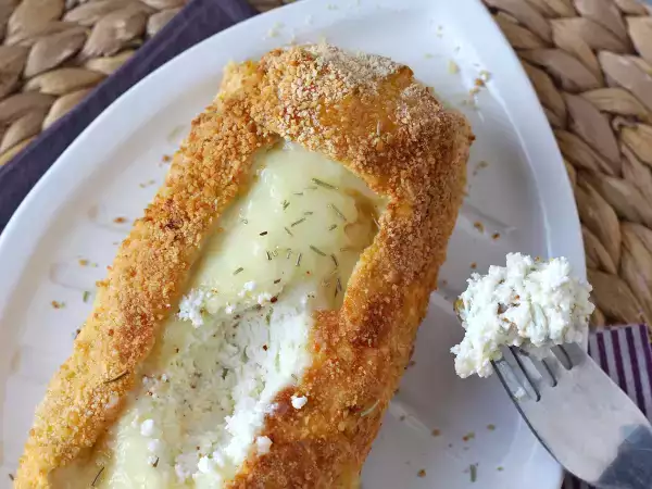 Receita Tronco de queijo de cabra empanado na air fryer: crocante por fora, derretendo por dentro!
