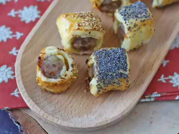 Receita Rolinhos folhados de linguiça e queijo na air fryer