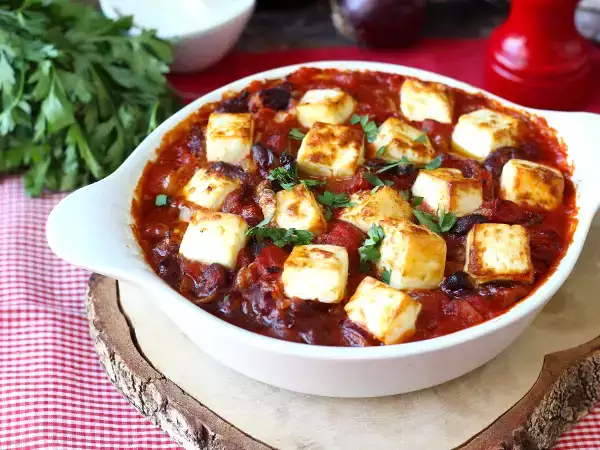 Receita Feijão vermelho com tomate e queijo feta assado