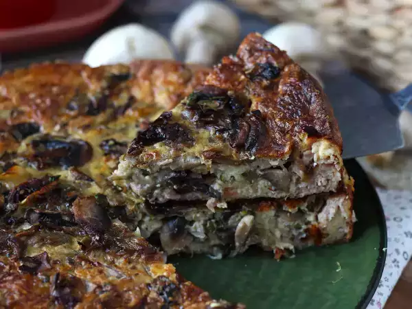 Receita Quiche sem massa com cogumelos, bacon e queijo cottage