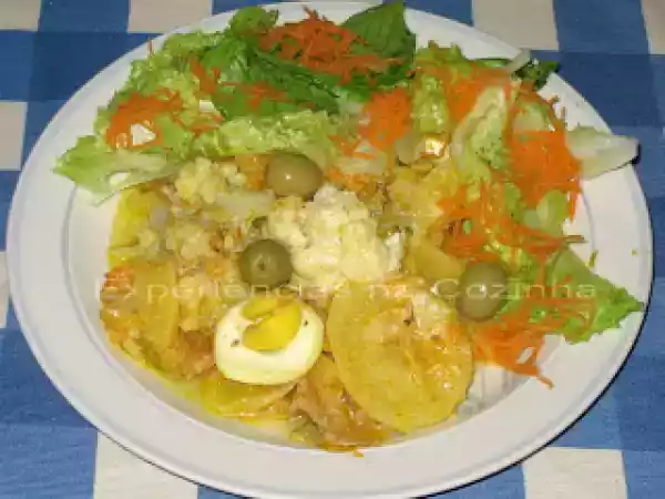 Receita Bacalhau com legumes no forno