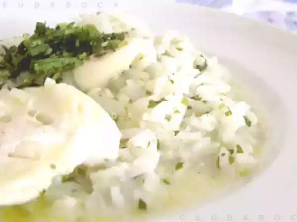 Receita Arroz de bochechas de maruca e coentros