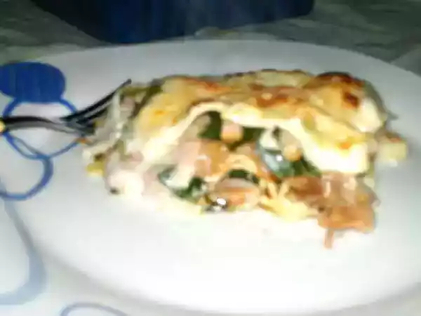 Receita Lasanha de alheira e espinafres