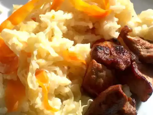 Receita Arroz de repolho e cenoura