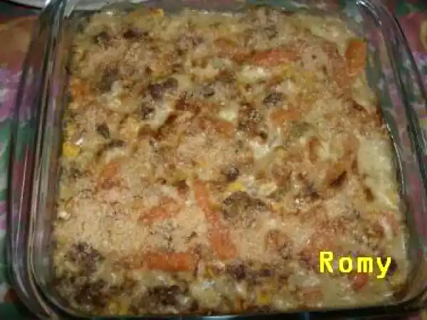 Receita Carne picada e legumes gratinados