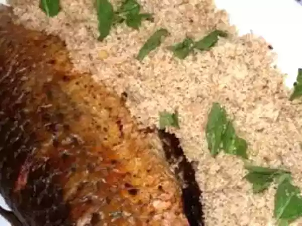 Receita Tainha com farofa de sálvia