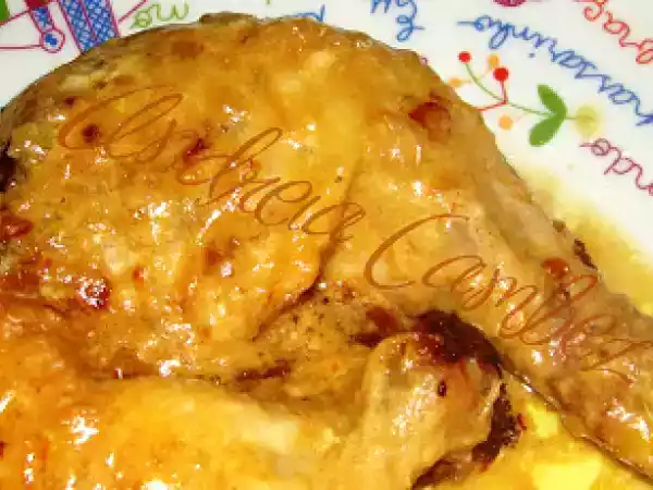 Receita Frango com sopa de cebola e natas e arroz de açafrão