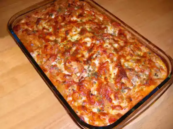 Receita Cebolinhas charlotte e cugumelos com massa penne grattin