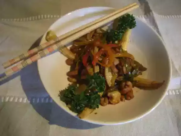 Receita Chop suey de camarão.