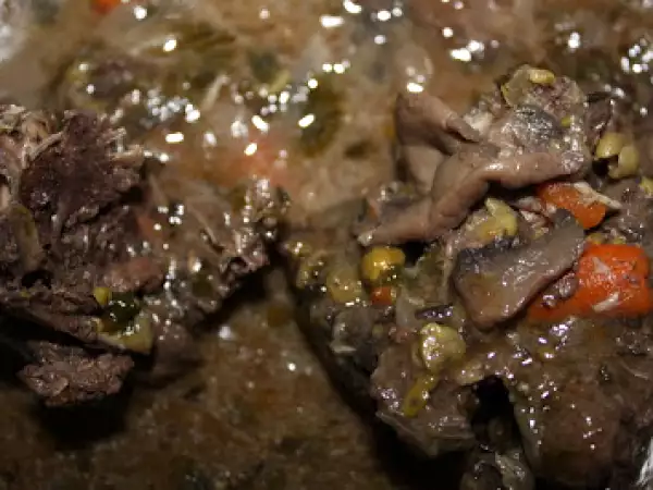 Receita Pombo bravo com ervilhas e cogumelos