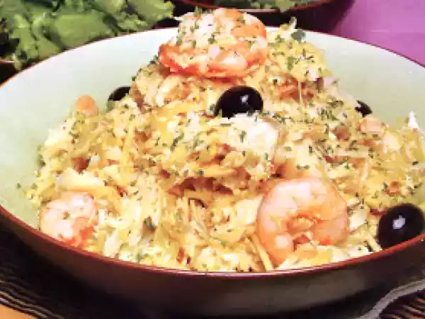 Receita Bacalhau cremoso com miolo de camarões
