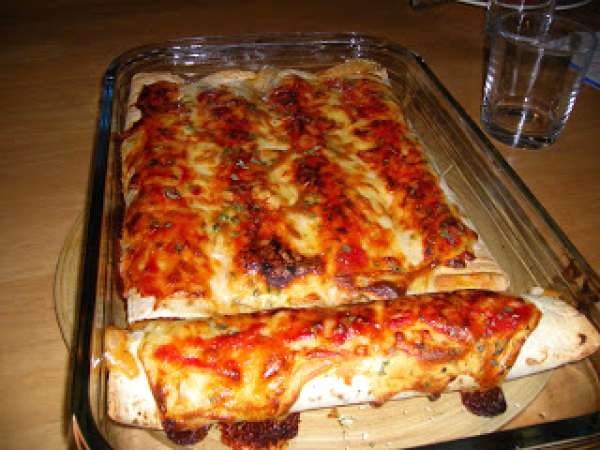 Receita Enchiladas de galinha e vegetarianas.