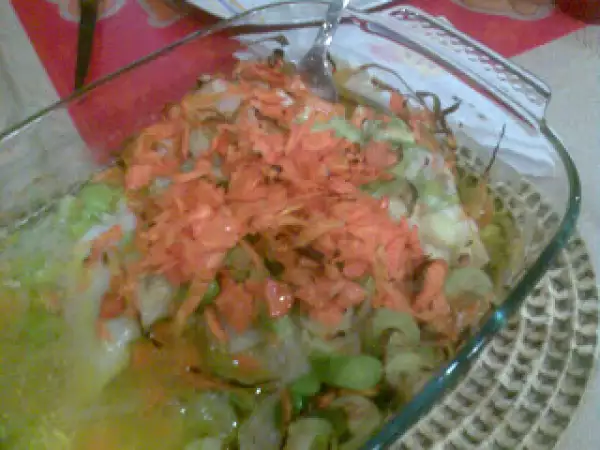 Receita Filetes de pescado c/ alho francês e cenouras